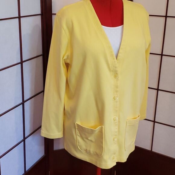 Lands' End Canary Yellow Button Up Jacket - Picture 2 of 6